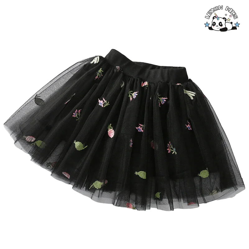 LEZONKIDS - Professional Factory Girls Summer Mini Skirt Banana Pineapple Decoration Mesh Tutu Skirt